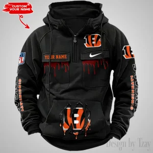 Cincinnati Bengals Fashionable Outerwear Men's Autumn Winter Hooded Sweatshirt Cool Motorcycle Shirt AZVMHD932