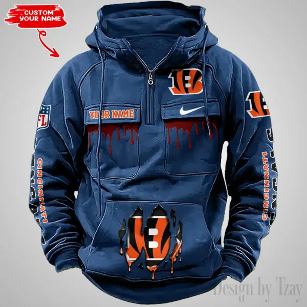 Cincinnati Bengals Fashionable Outerwear Men's Autumn Winter Hooded Sweatshirt Cool Motorcycle Shirt AZVMHD932 - Image 3