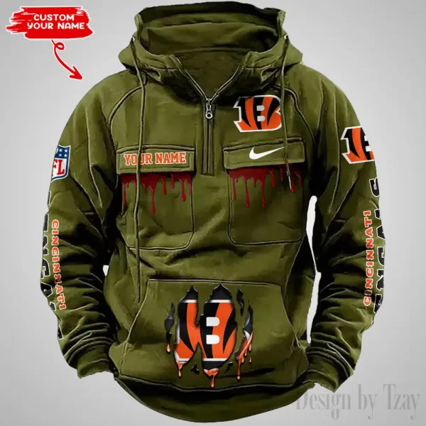 Cincinnati Bengals Fashionable Outerwear Men's Autumn Winter Hooded Sweatshirt Cool Motorcycle Shirt AZVMHD932 - Image 4