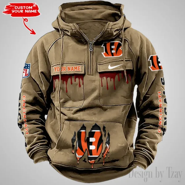 Cincinnati Bengals Fashionable Outerwear Men's Autumn Winter Hooded Sweatshirt Cool Motorcycle Shirt AZVMHD932 - Image 5