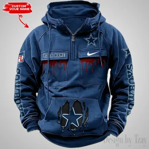 Dallas Cowboys Fashionable Outerwear Men's Autumn Winter Hooded Sweatshirt Cool Motorcycle Shirt AZVMHD934