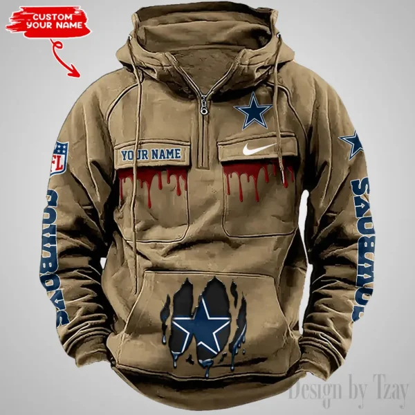 Dallas Cowboys Fashionable Outerwear Men's Autumn Winter Hooded Sweatshirt Cool Motorcycle Shirt AZVMHD934 - Image 5