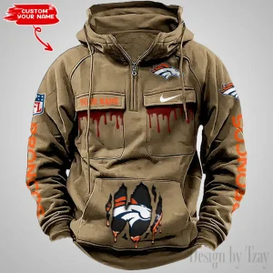 Denver Broncos Fashionable Outerwear Men's Autumn Winter Hooded Sweatshirt Cool Motorcycle Shirt AZVMHD935
