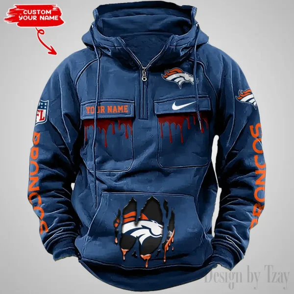 Denver Broncos Fashionable Outerwear Men's Autumn Winter Hooded Sweatshirt Cool Motorcycle Shirt AZVMHD935 - Image 3