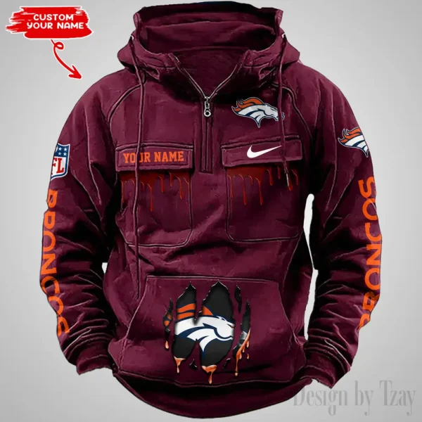 Denver Broncos Fashionable Outerwear Men's Autumn Winter Hooded Sweatshirt Cool Motorcycle Shirt AZVMHD935 - Image 5