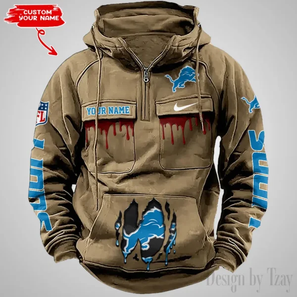 Detroit Lions Fashionable Outerwear Men's Autumn Winter Hooded Sweatshirt Cool Motorcycle Shirt AZVMHD936 - Image 5