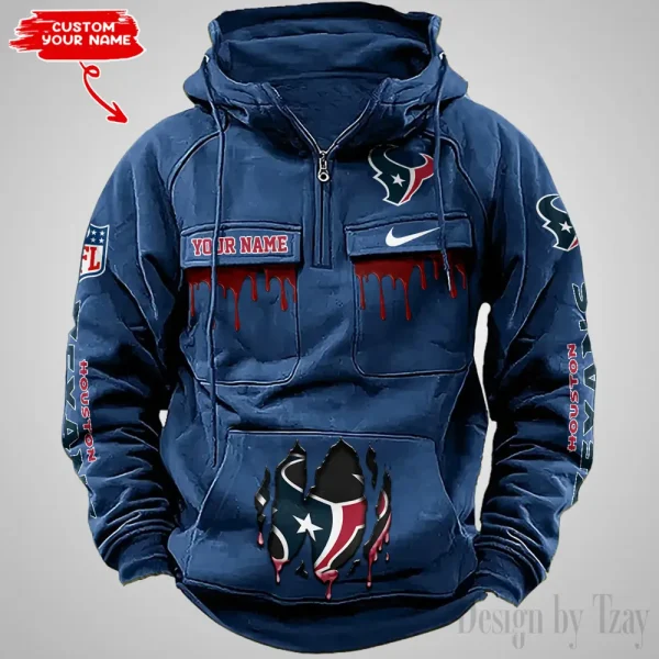 Houston Texans Fashionable Outerwear Men's Autumn Winter Hooded Sweatshirt Cool Motorcycle Shirt AZVMHD938 - Image 3