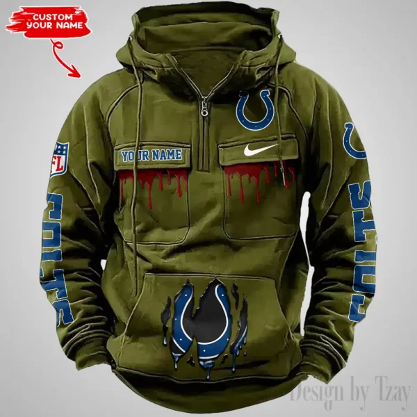 Indianapolis Colts Fashionable Outerwear Men's Autumn Winter Hooded Sweatshirt Cool Motorcycle Shirt AZVMHD939 - Image 4