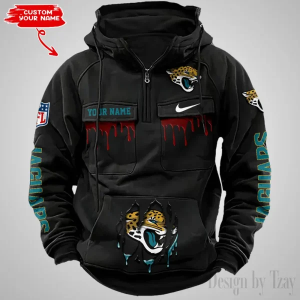 Jacksonville Jaguars Fashionable Outerwear Men's Autumn Winter Hooded Sweatshirt Cool Motorcycle Shirt AZVMHD940 - Image 2