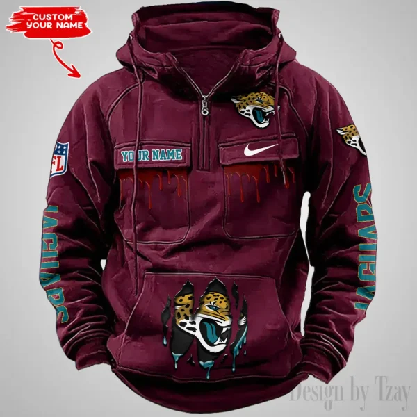 Jacksonville Jaguars Fashionable Outerwear Men's Autumn Winter Hooded Sweatshirt Cool Motorcycle Shirt AZVMHD940 - Image 3