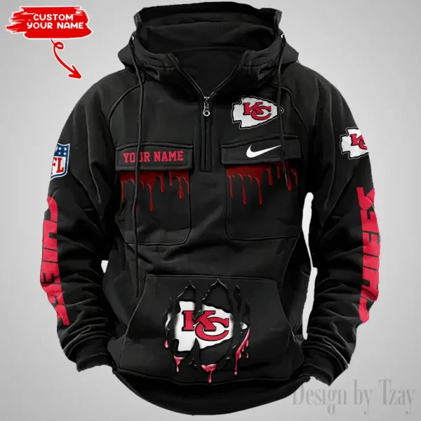 Kansas City Chiefs Fashionable Outerwear Men's Autumn Winter Hooded Sweatshirt Cool Motorcycle Shirt AZVMHD941 - Image 2