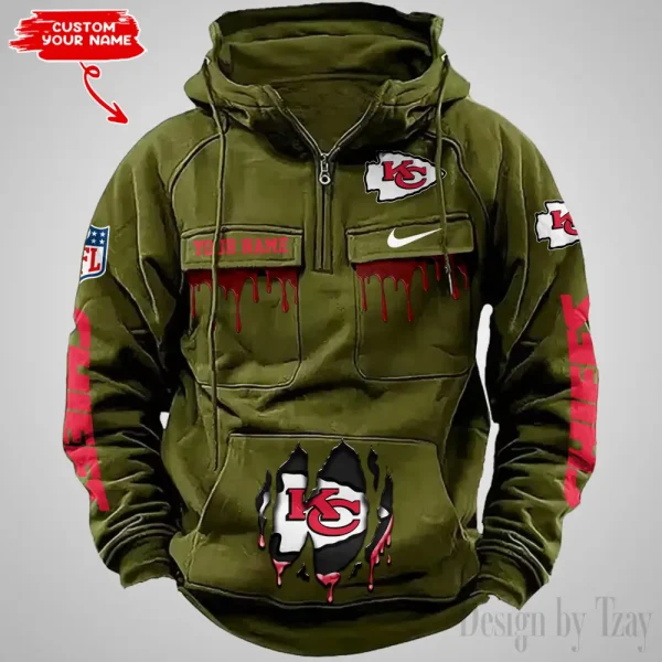 Kansas City Chiefs Fashionable Outerwear Men's Autumn Winter Hooded Sweatshirt Cool Motorcycle Shirt AZVMHD941 - Image 4