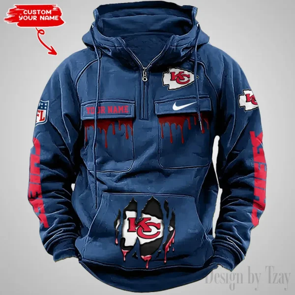 Kansas City Chiefs Fashionable Outerwear Men's Autumn Winter Hooded Sweatshirt Cool Motorcycle Shirt AZVMHD941 - Image 5