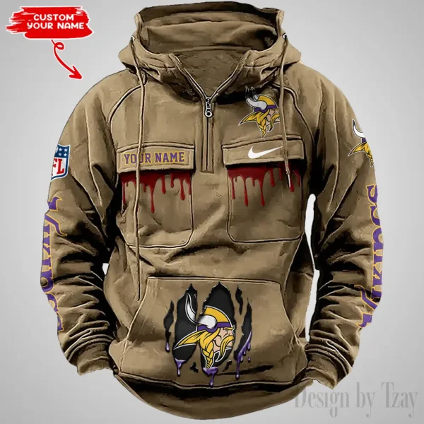 Minnesota Vikings Fashionable Outerwear Men's Autumn Winter Hooded Sweatshirt Cool Motorcycle Shirt AZVMHD946 - Image 4