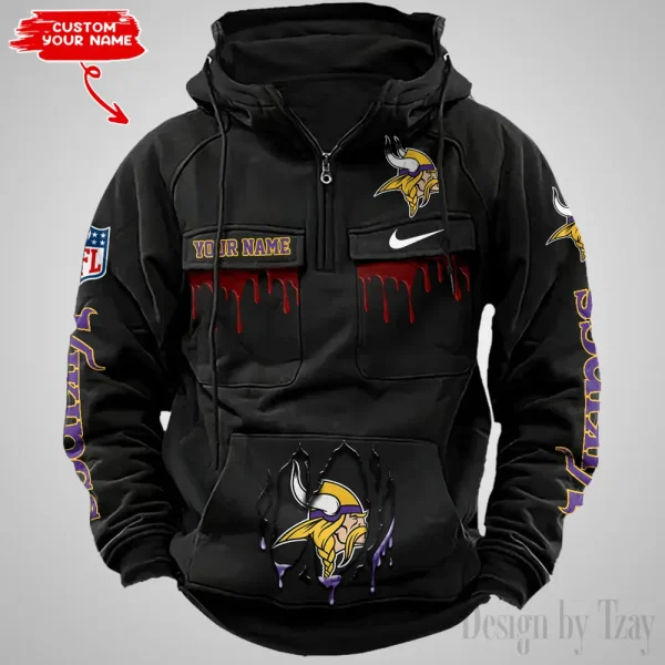 Minnesota Vikings Fashionable Outerwear Men's Autumn Winter Hooded Sweatshirt Cool Motorcycle Shirt AZVMHD946 - Image 5
