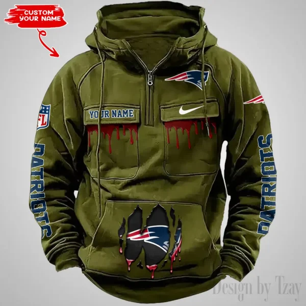 New England Patriots Fashionable Outerwear Men's Autumn Winter Hooded Sweatshirt Cool Motorcycle Shirt AZVMHD947 - Image 3
