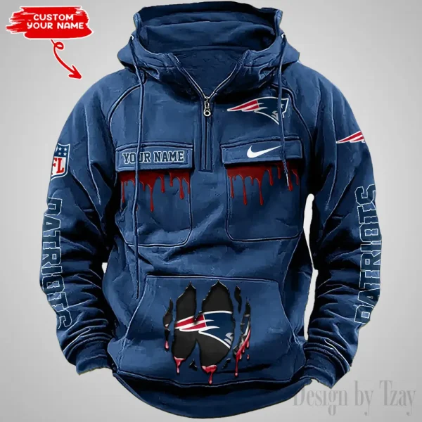 New England Patriots Fashionable Outerwear Men's Autumn Winter Hooded Sweatshirt Cool Motorcycle Shirt AZVMHD947 - Image 4