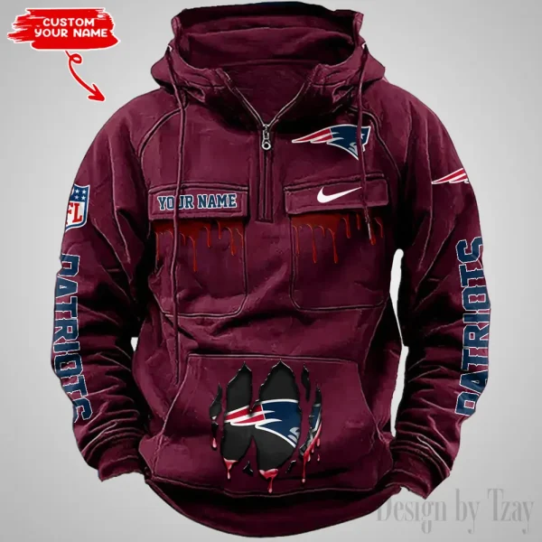 New England Patriots Fashionable Outerwear Men's Autumn Winter Hooded Sweatshirt Cool Motorcycle Shirt AZVMHD947 - Image 5