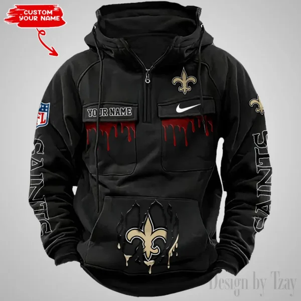 New Orleans Saints Fashionable Outerwear Men's Autumn Winter Hooded Sweatshirt Cool Motorcycle Shirt AZVMHD948 - Image 2