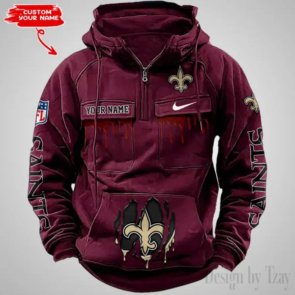 New Orleans Saints Fashionable Outerwear Men's Autumn Winter Hooded Sweatshirt Cool Motorcycle Shirt AZVMHD948 - Image 3