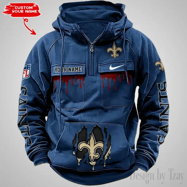 New Orleans Saints Fashionable Outerwear Men's Autumn Winter Hooded Sweatshirt Cool Motorcycle Shirt AZVMHD948 - Image 4