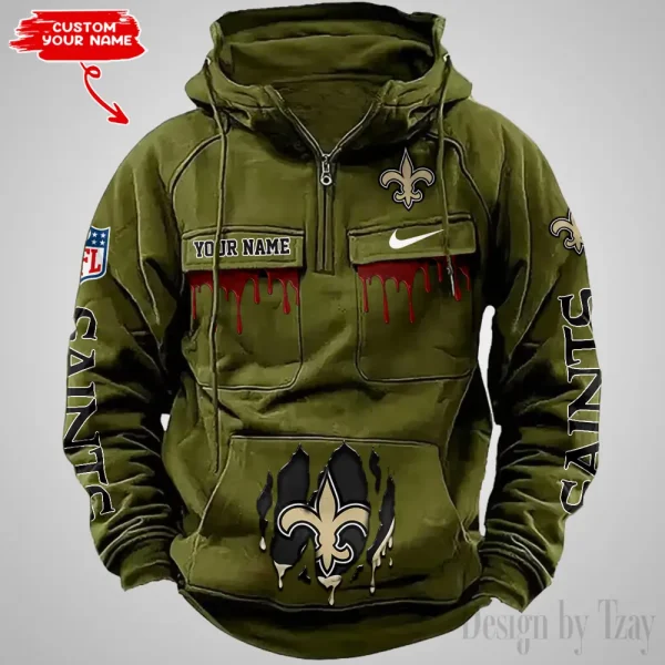 New Orleans Saints Fashionable Outerwear Men's Autumn Winter Hooded Sweatshirt Cool Motorcycle Shirt AZVMHD948 - Image 5