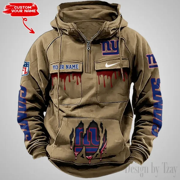 New York Giants Fashionable Outerwear Men's Autumn Winter Hooded Sweatshirt Cool Motorcycle Shirt AZVMHD949 - Image 2