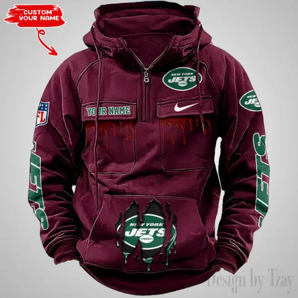 New York Jets Fashionable Outerwear Men's Autumn Winter Hooded Sweatshirt Cool Motorcycle Shirt AZVMHD950 - Image 2