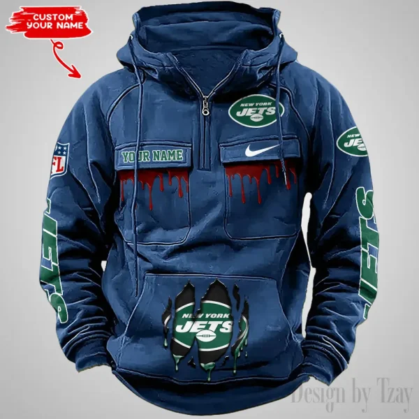 New York Jets Fashionable Outerwear Men's Autumn Winter Hooded Sweatshirt Cool Motorcycle Shirt AZVMHD950 - Image 3