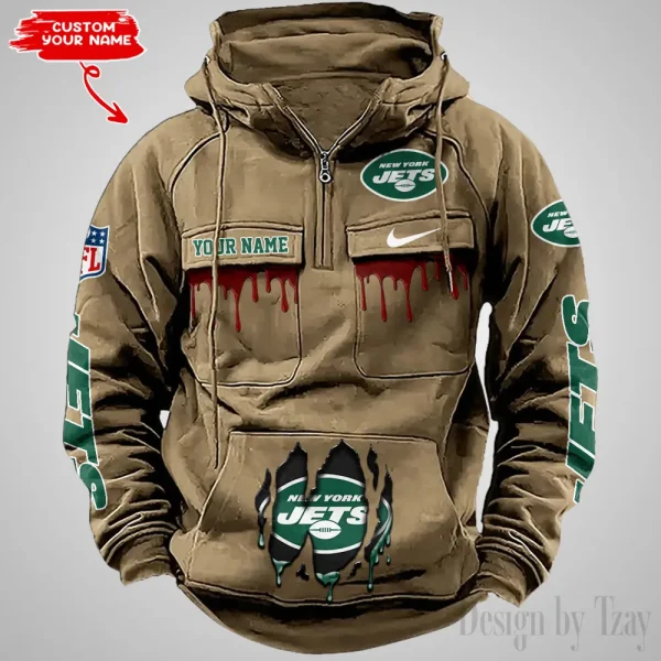 New York Jets Fashionable Outerwear Men's Autumn Winter Hooded Sweatshirt Cool Motorcycle Shirt AZVMHD950 - Image 4