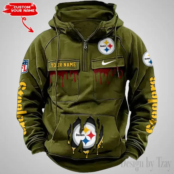 Pittsburgh Steelers Fashionable Outerwear Men's Autumn Winter Hooded Sweatshirt Cool Motorcycle Shirt AZVMHD952 - Image 5