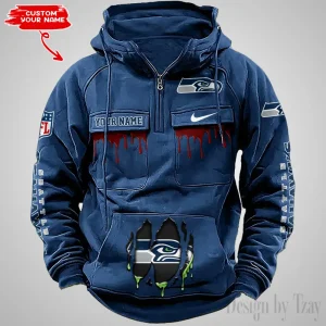 Seattle Seahawks Fashionable Outerwear Men's Autumn Winter Hooded Sweatshirt Cool Motorcycle Shirt AZVMHD954