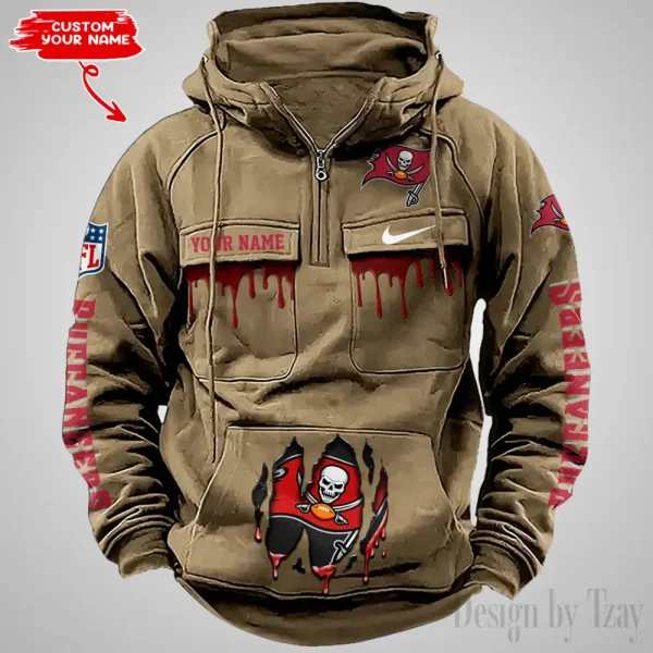 Tampa Bay Buccaneers Fashionable Outerwear Men's Autumn Winter Hooded Sweatshirt Cool Motorcycle Shirt AZVMHD955 - Image 3