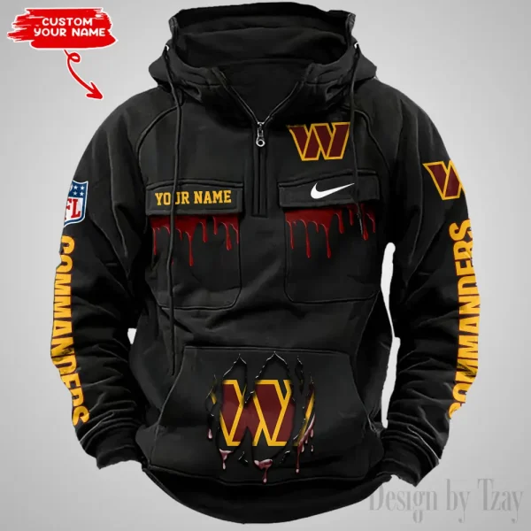 Washington Commanders Fashionable Outerwear Men's Autumn Winter Hooded Sweatshirt Cool Motorcycle Shirt AZVMHD957 - Image 2