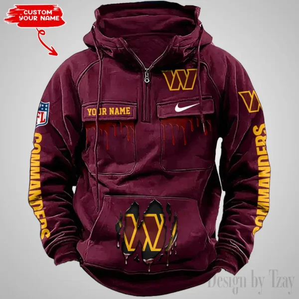 Washington Commanders Fashionable Outerwear Men's Autumn Winter Hooded Sweatshirt Cool Motorcycle Shirt AZVMHD957 - Image 3