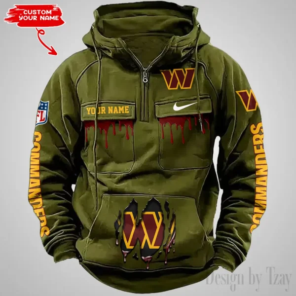 Washington Commanders Fashionable Outerwear Men's Autumn Winter Hooded Sweatshirt Cool Motorcycle Shirt AZVMHD957 - Image 5