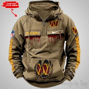 Washington Commanders Fashionable Outerwear Men's Autumn Winter Hooded Sweatshirt Cool Motorcycle Shirt AZVMHD957