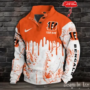 Cincinnati Bengals Buttoned Collar Sweatshirt New Design 2025 S9DBSCH1938