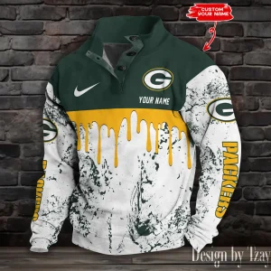 Green Bay Packers Buttoned Collar Sweatshirt New Design 2025 S9DBSCH1943