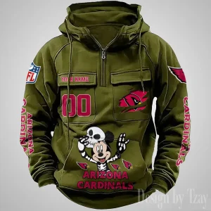 Arizona Cardinals Fashionable Outerwear Men's Autumn Winter Hooded Sweatshirt Cool Motorcycle Shirt AZVMHD958