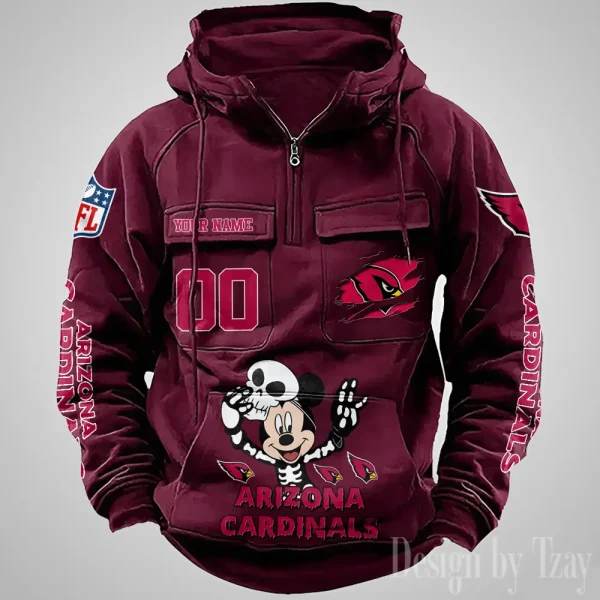 Arizona Cardinals Fashionable Outerwear Men's Autumn Winter Hooded Sweatshirt Cool Motorcycle Shirt AZVMHD958 - Image 2