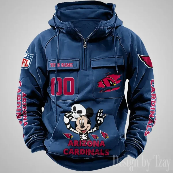Arizona Cardinals Fashionable Outerwear Men's Autumn Winter Hooded Sweatshirt Cool Motorcycle Shirt AZVMHD958 - Image 3