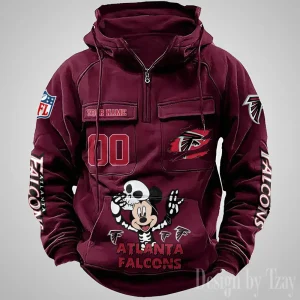Atlanta Falcons Fashionable Outerwear Men's Autumn Winter Hooded Sweatshirt Cool Motorcycle Shirt AZVMHD959