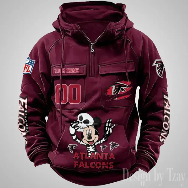 Atlanta Falcons Fashionable Outerwear Men's Autumn Winter Hooded Sweatshirt Cool Motorcycle Shirt AZVMHD959