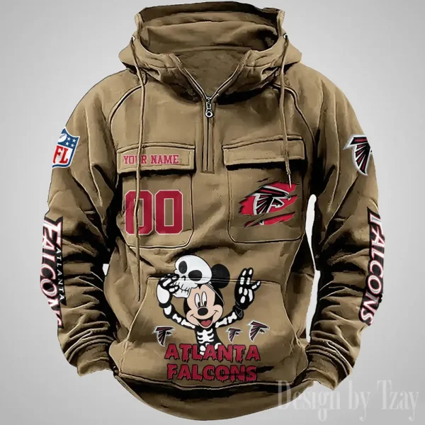 Atlanta Falcons Fashionable Outerwear Men's Autumn Winter Hooded Sweatshirt Cool Motorcycle Shirt AZVMHD959 - Image 2