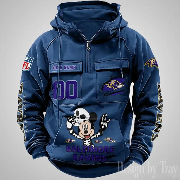 Baltimore Ravens Fashionable Outerwear Men's Autumn/Winter Hooded Sweatshirt Cool Motorcycle Shirt AZVMHD960 - Image 2