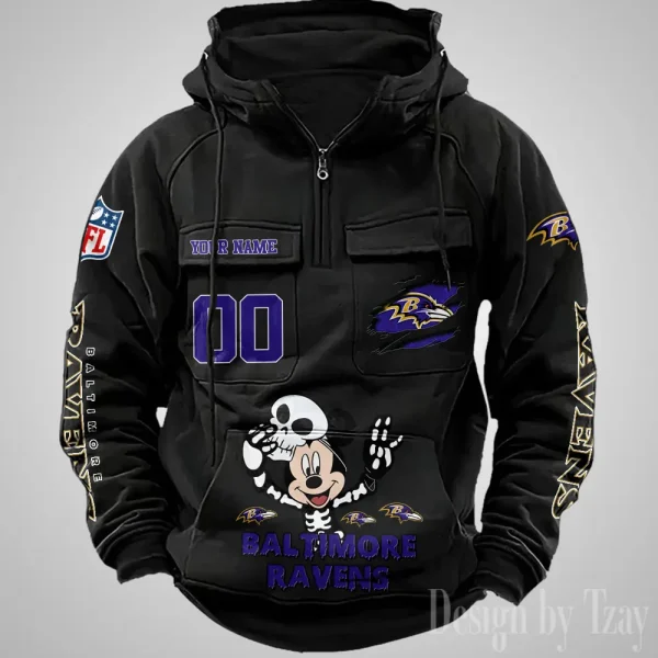 Baltimore Ravens Fashionable Outerwear Men's Autumn/Winter Hooded Sweatshirt Cool Motorcycle Shirt AZVMHD960 - Image 5