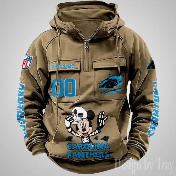 Carolina Panthers Fashionable Outerwear Men's Autumn Winter Hooded Sweatshirt Cool Motorcycle Shirt AZVMHD962 - Image 3