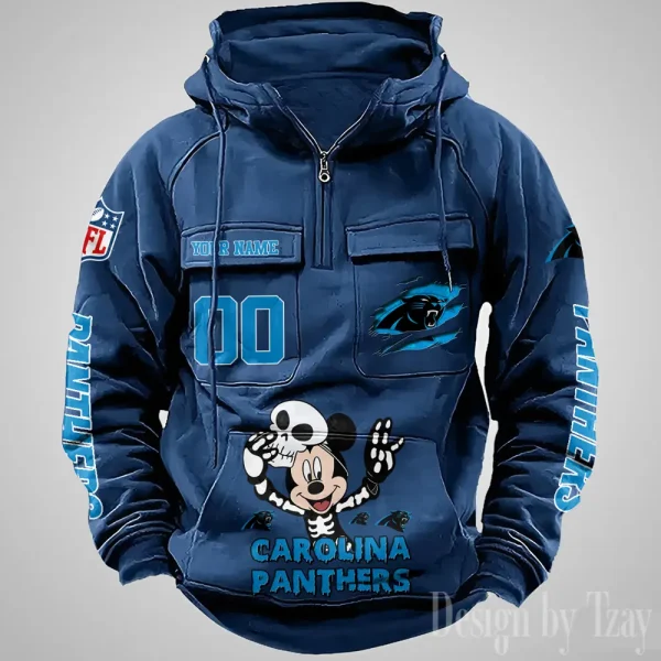 Carolina Panthers Fashionable Outerwear Men's Autumn Winter Hooded Sweatshirt Cool Motorcycle Shirt AZVMHD962 - Image 4