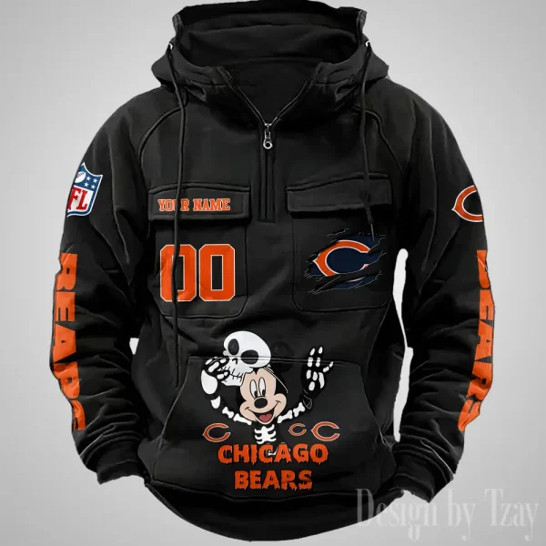 Chicago Bears Fashionable Outerwear Men's Autumn Winter Hooded Sweatshirt Cool Motorcycle Shirt AZVMHD963 - Image 2